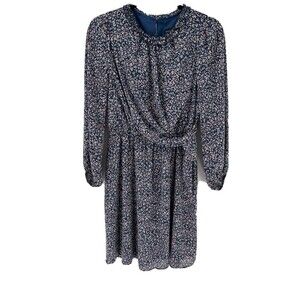 Women’s Banana Republic Crew Neck Tie Waist Sheath Blue Dress Size  4